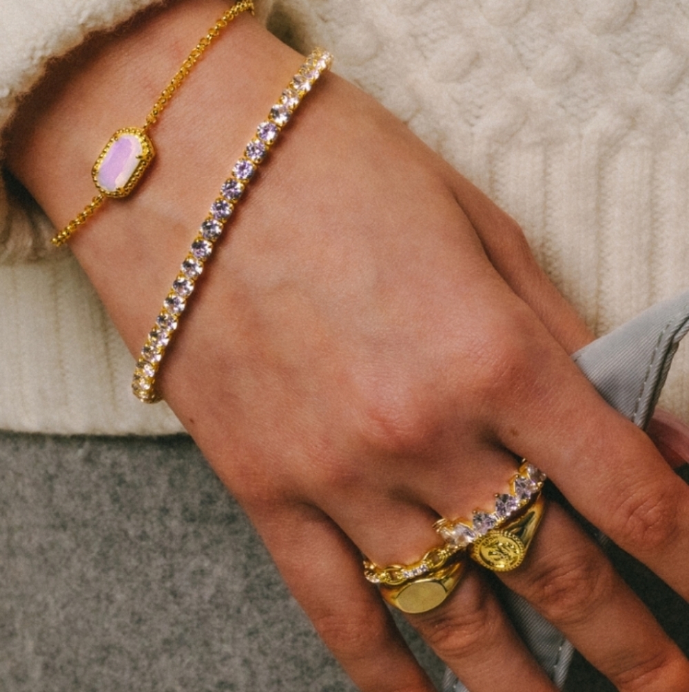 New!! Gorgeous Gold Plated And Waterproof Tennis Bracelet